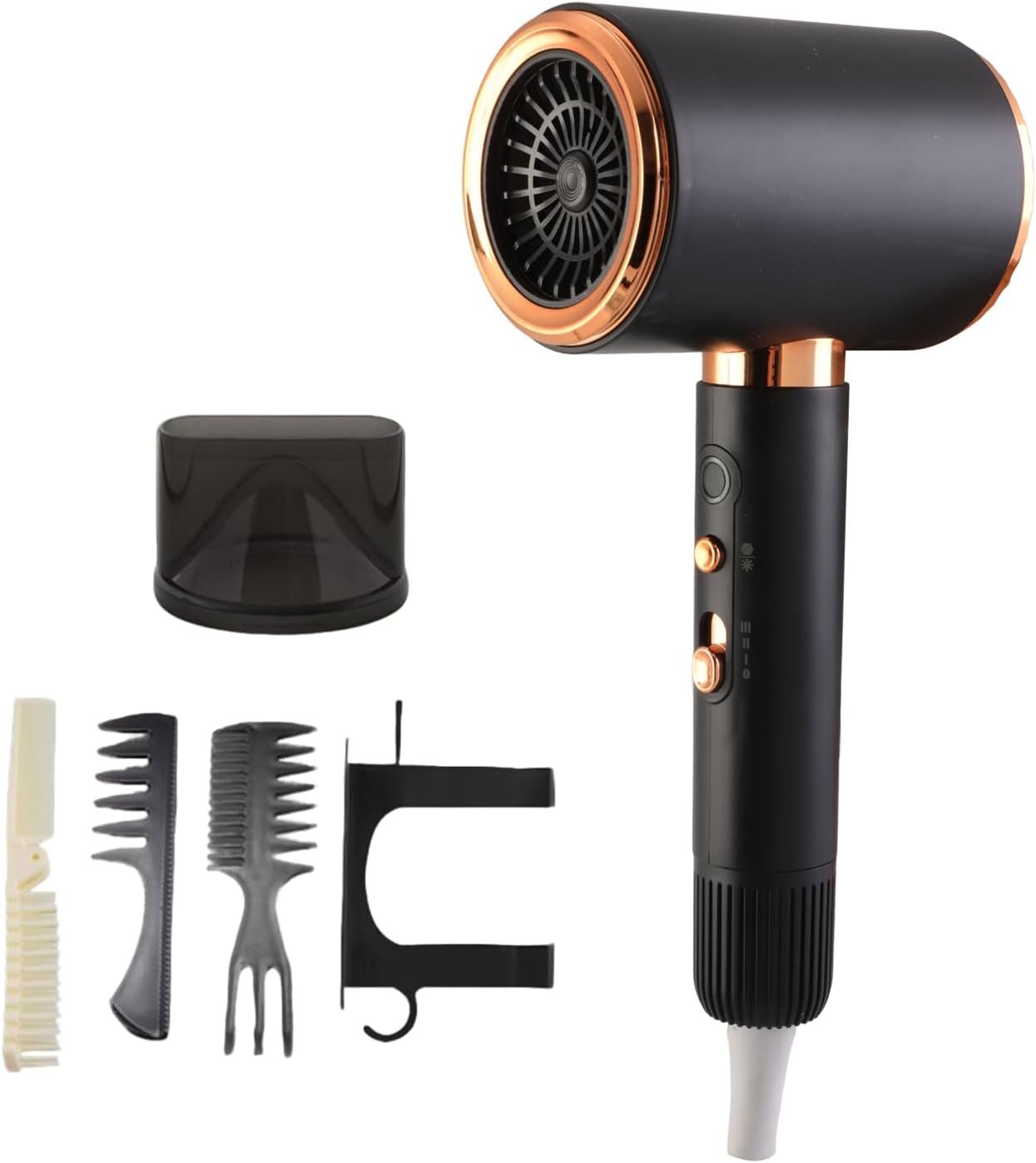 Hair Dryer, Professional Ionic Hairdryer with 2 Speed 3 Heat Setting, Cool Shot Button, 1 Concentrator, Silent Hairdryers for Home Travel Salon Women Man (Gold)