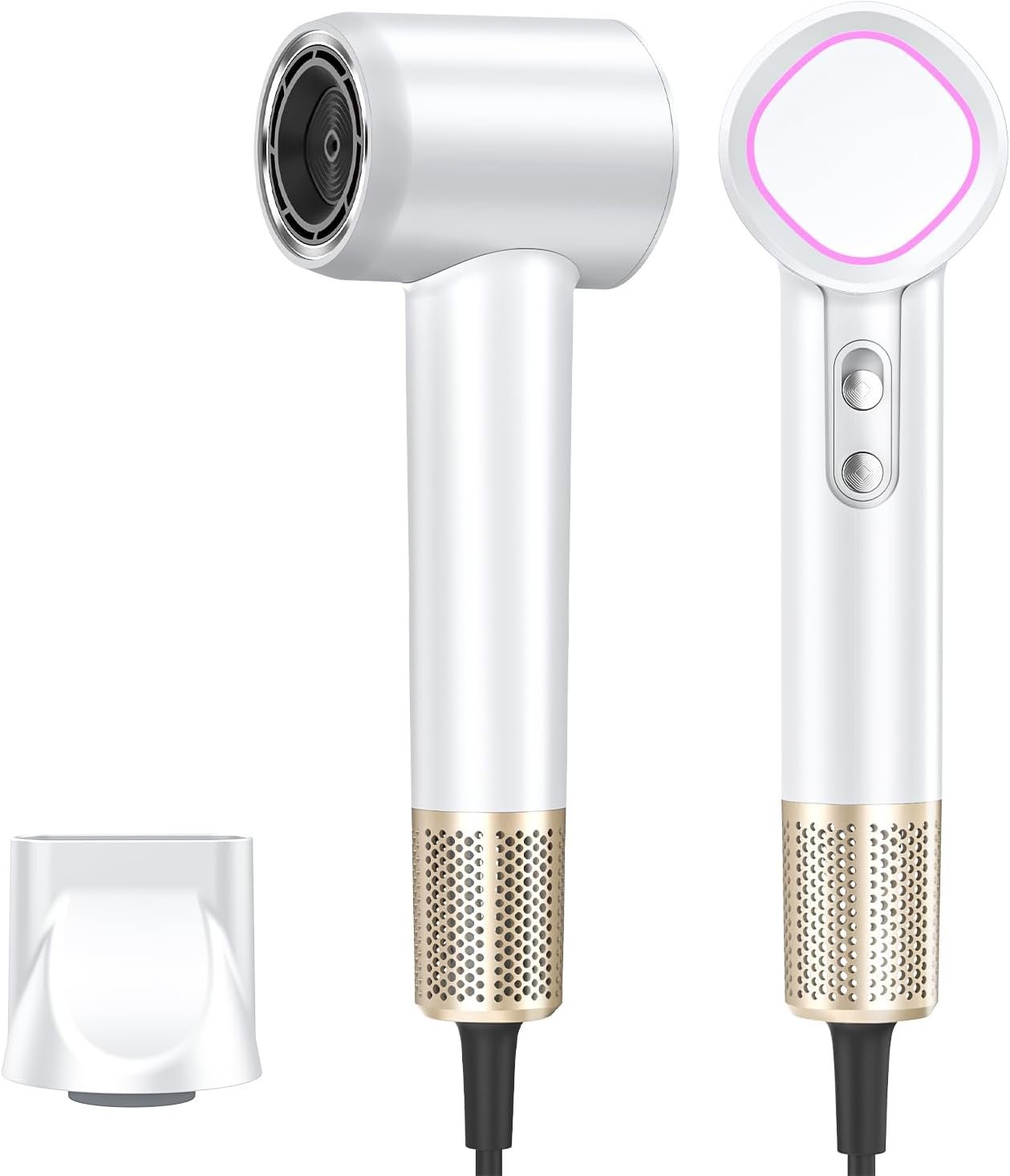 Hair Dryer Ionic, 150,000 RPM Hair Dryers for Women w/Ceramic Technology Nozzle for Fast Drying High Speed Blow Dryer 3-Speed Thermo Control Professional Low Noise Design for Home Travel Salon(White)