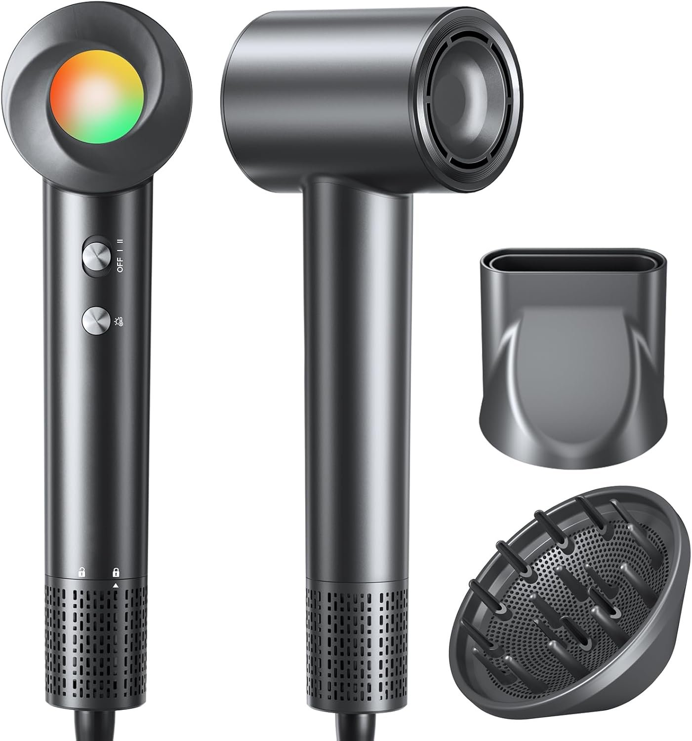 Hair Dryer, 160000 RPM Ionic Hair Dryer Portable Lightweight Blow Dryer with 500 Million Negative Ions, Fast-Drying, Lightweight and Quiet with Diffuser & Nozzle, Perfect for Home and Travel-Black